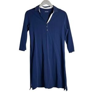 Saint James Navy Blue 3/4 Sleeve Cotton Polo Dress
